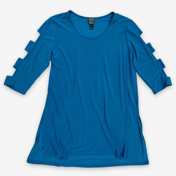 CLARA SUNWOO Tops - Clara Sunwoo | Ladder Sleeve Tunic Turquoise Spandex Size Large